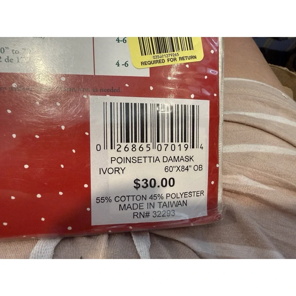 Dillard's Trimmings Holiday Table Linens Poinsettia Damask 60